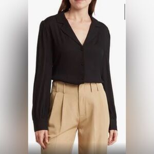 Love by Design Button Front Shirt Black Blouse Top Women’s XL NEW